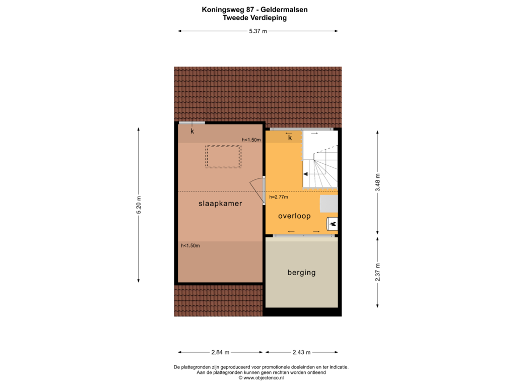 Bekijk plattegrond van TWEEDE VERDIEPING van Koningsweg 87