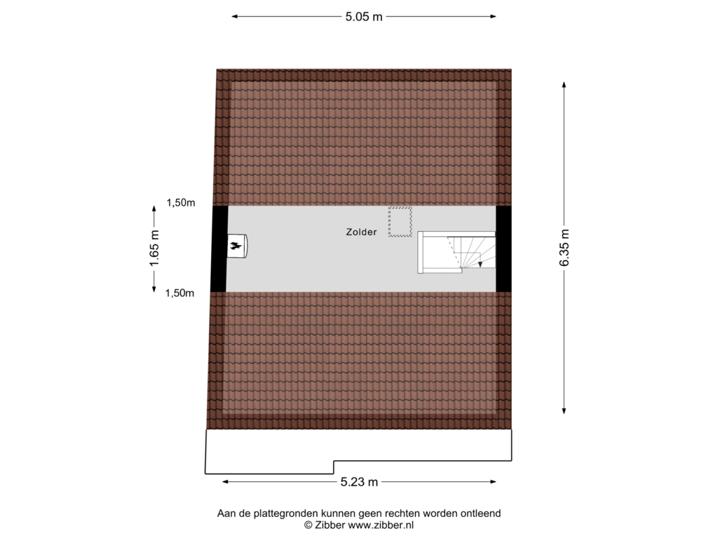 Bekijk plattegrond van Zolder van Onder de Boompjes 81