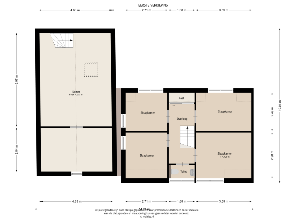 Bekijk plattegrond van Eerste verdieping van Burg. Woutersstraat 21