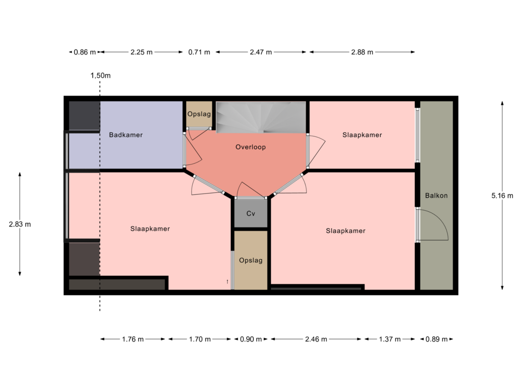 Bekijk plattegrond van 2e Verdieping van Schielaan 34-B