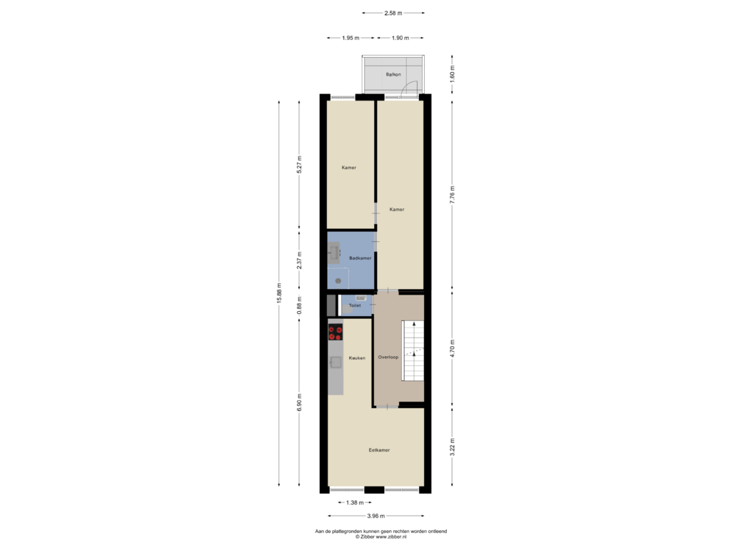 View floorplan of Eerste verdieping of Kloosterwandstraat 241