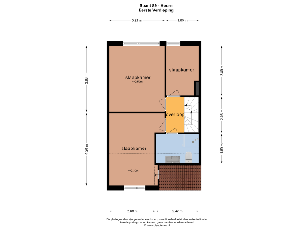 Bekijk plattegrond van EERSTE VERDIEPING van Spant 89