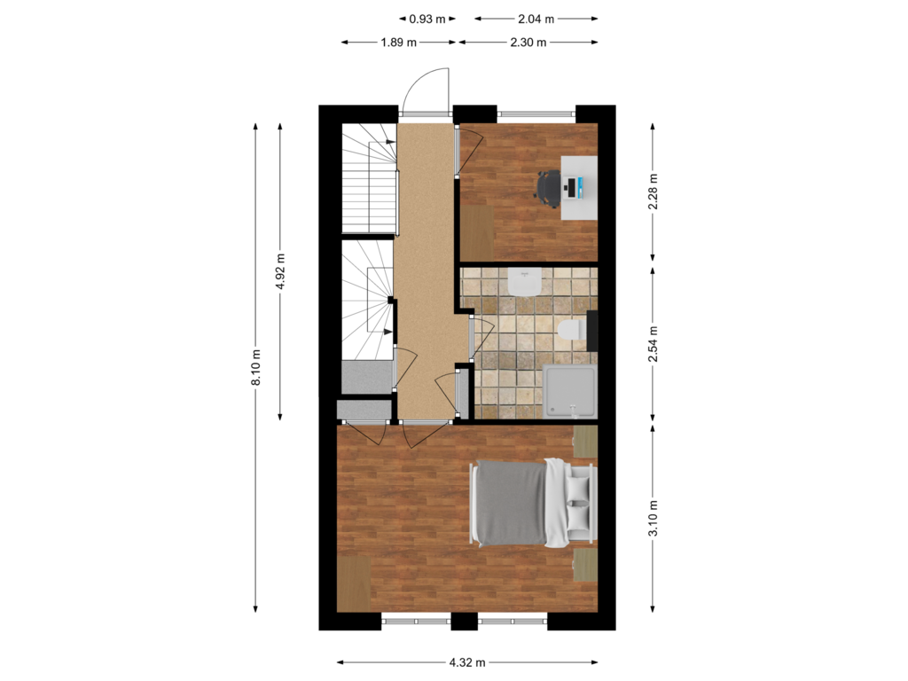 View floorplan of Eerste verdieping of Molenstraat 23