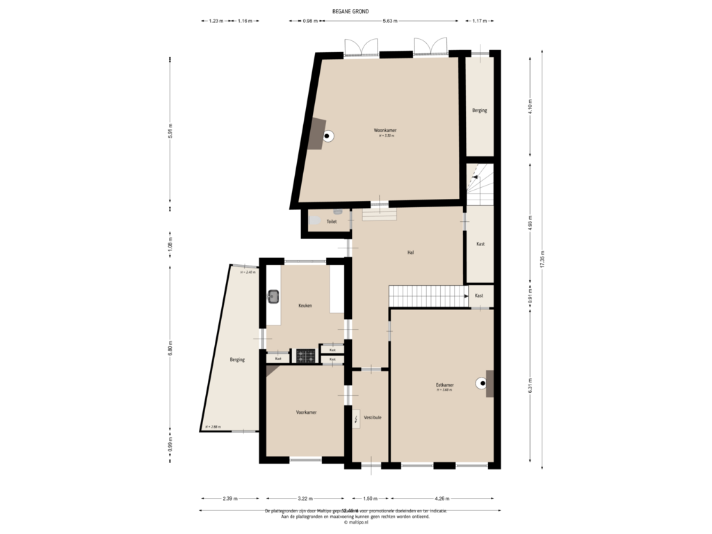 Bekijk plattegrond van Begane grond van Waterstraat 44