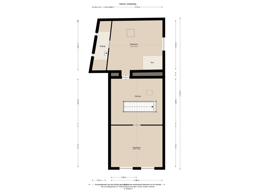 Bekijk plattegrond van Tweede verdieping van Waterstraat 44