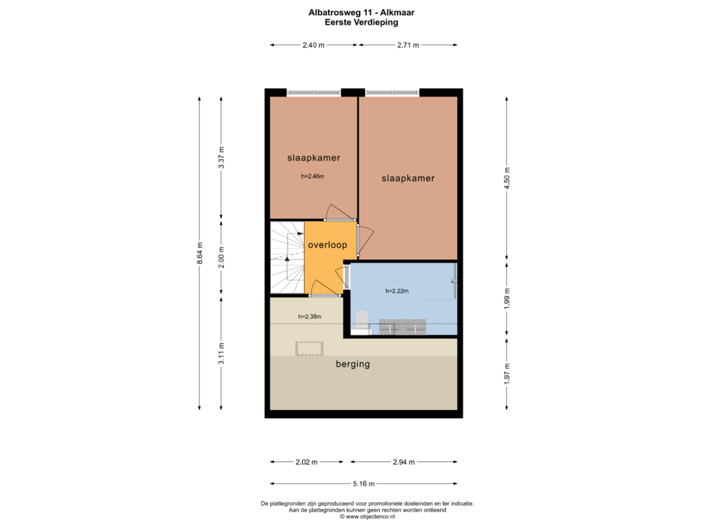 Bekijk plattegrond van EERSTE VERDIEPING van Albatrosweg 11