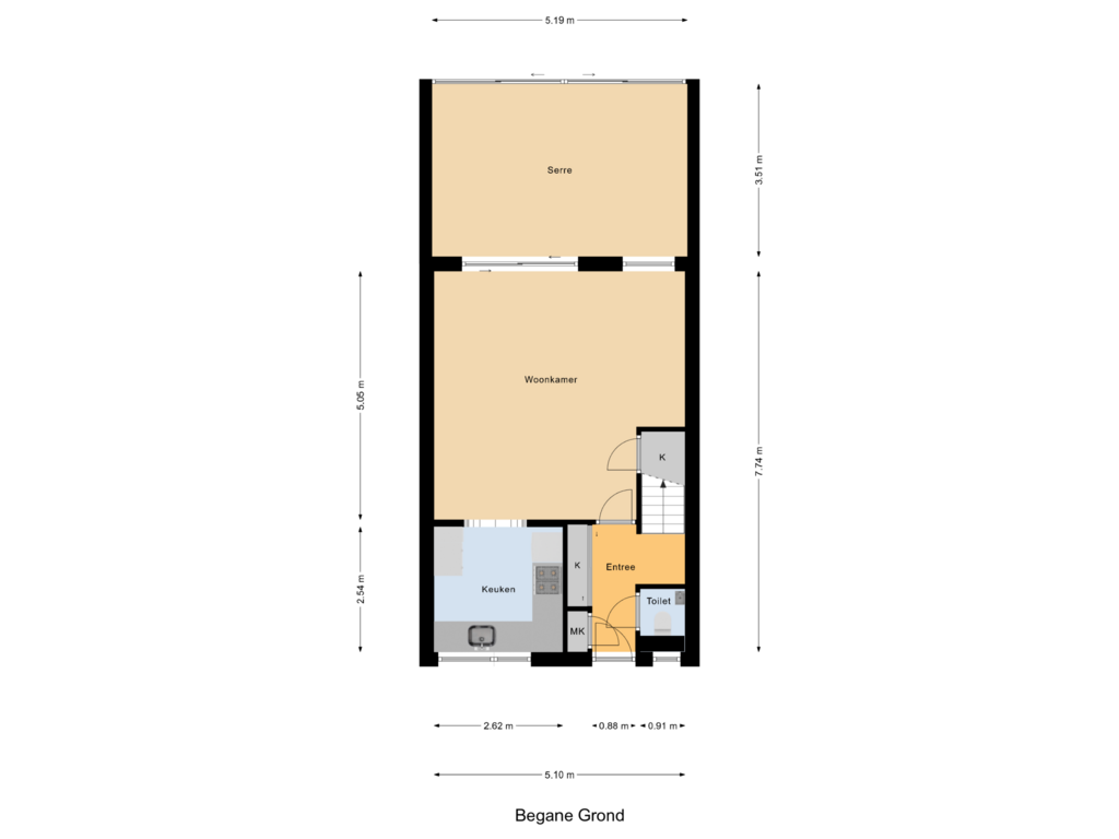 View floorplan of Begane Grond of Dijkmanzoet 10