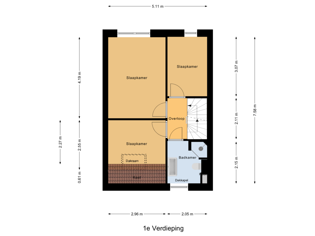 View floorplan of 1e Verdieping of Dijkmanzoet 10