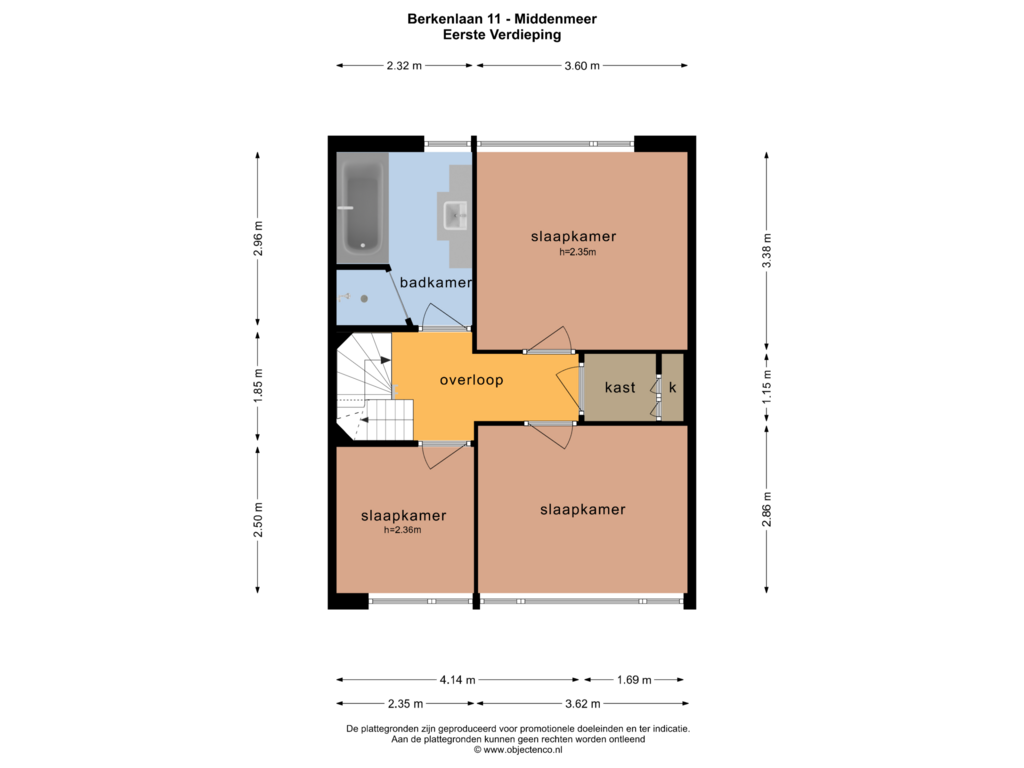 Bekijk plattegrond van EERSTE VERDIEPING van Berkenlaan 11