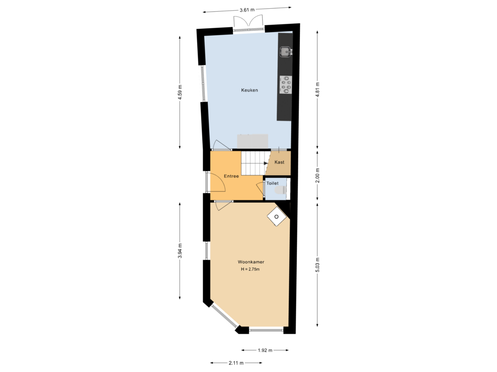 Bekijk plattegrond van Begane grond van Smeepoortstraat 39-1