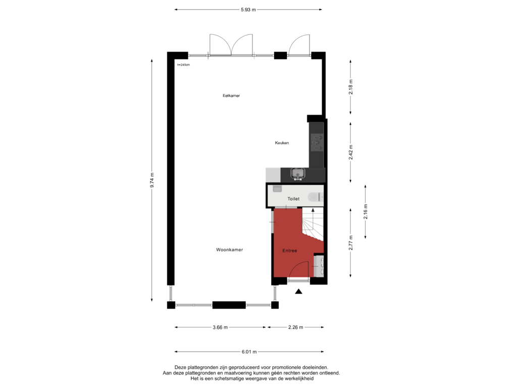 Bekijk plattegrond van Begane Grond van Mariahof 17