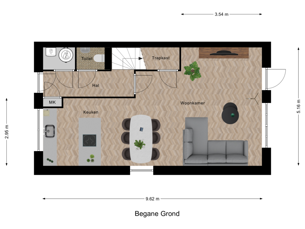 View floorplan of Begane Grond of Flettine 7