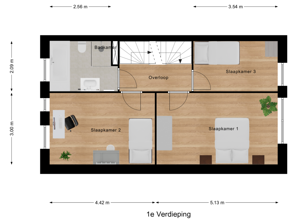 View floorplan of 1e Verdieping of Flettine 7