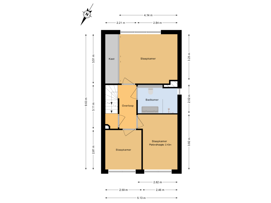 View floorplan of 1e verdieping of De Dintel 42