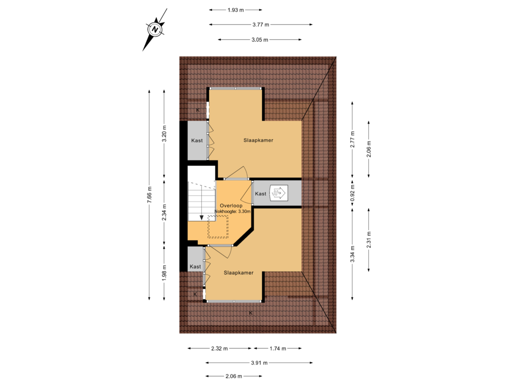 View floorplan of 2e verdieping of De Dintel 42