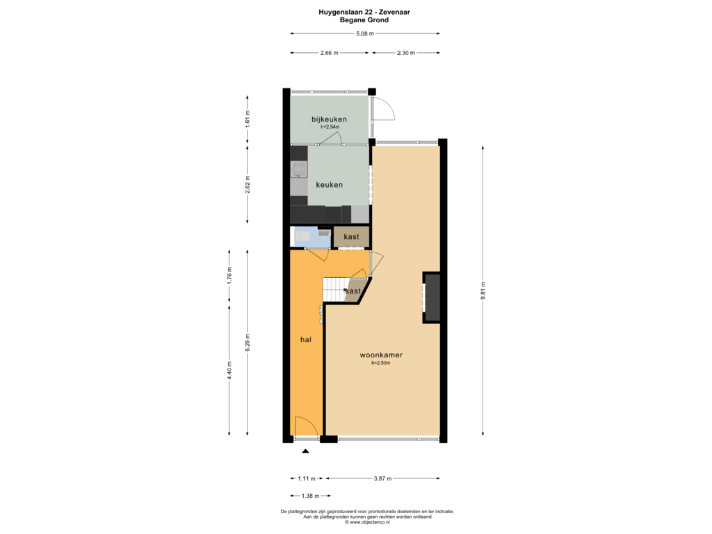 View floorplan of BEGANE GROND of Huygenslaan 22