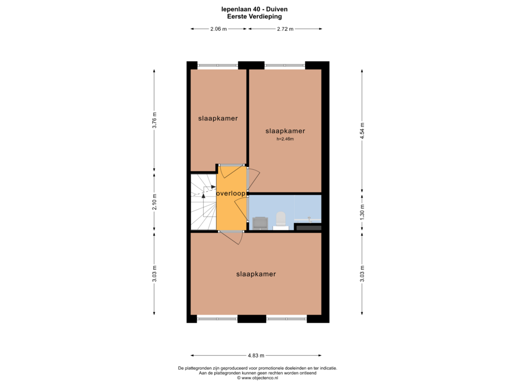 Bekijk plattegrond van EERSTE VERDIEPING van Iepenlaan 40