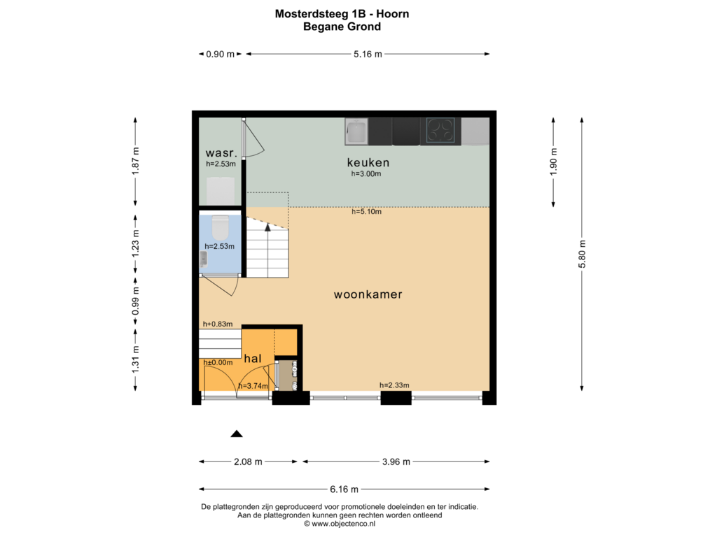 Bekijk plattegrond van BEGANE GROND van Mosterdsteeg 1-B