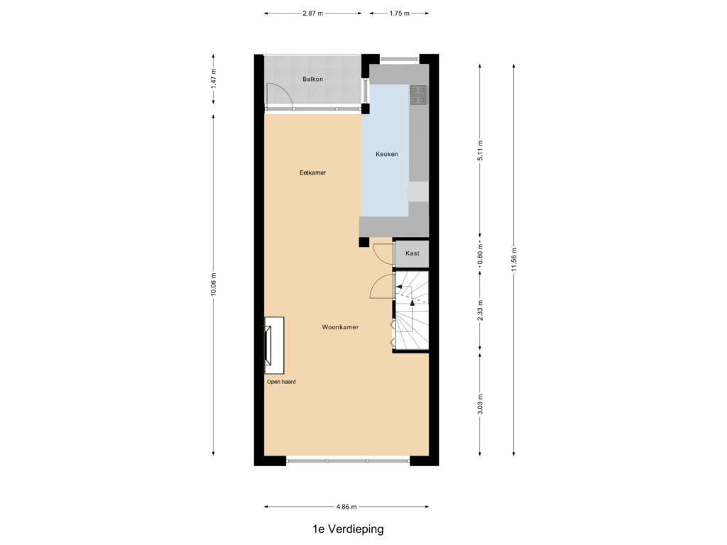 Bekijk plattegrond van 1e Verdieping van Ploegstraat 23