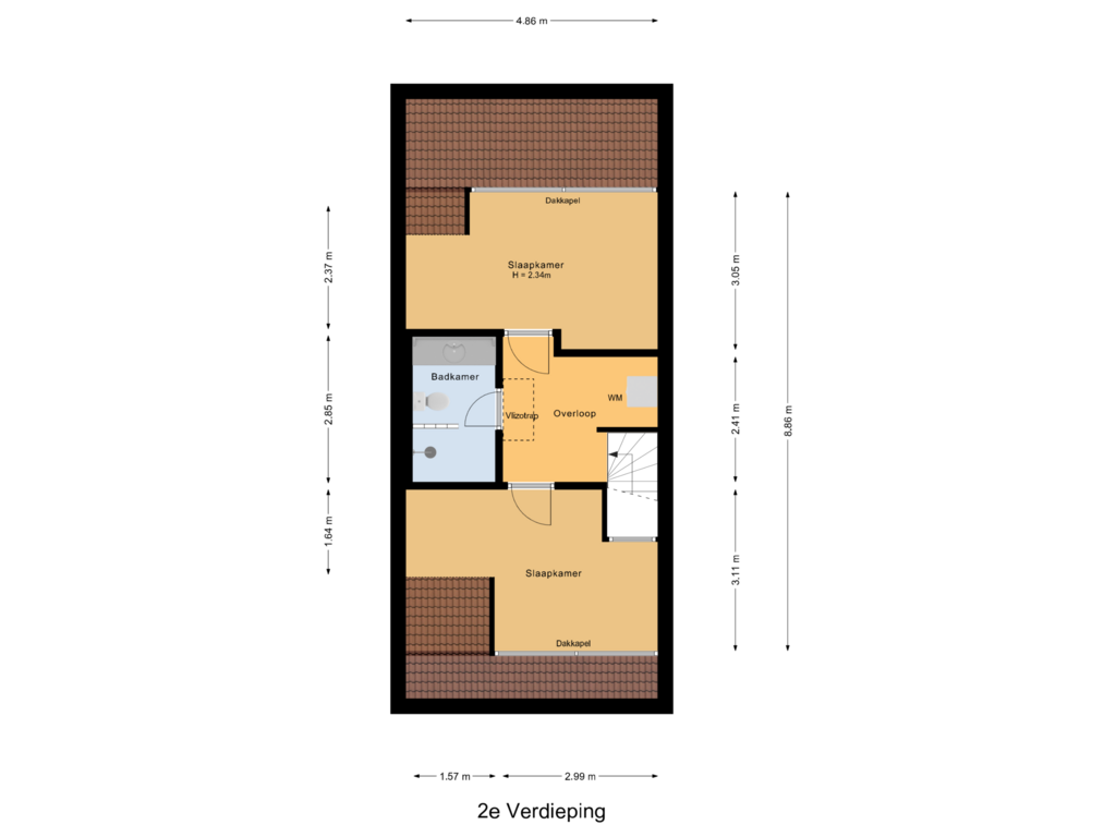 Bekijk plattegrond van 2e Verdieping van Ploegstraat 23