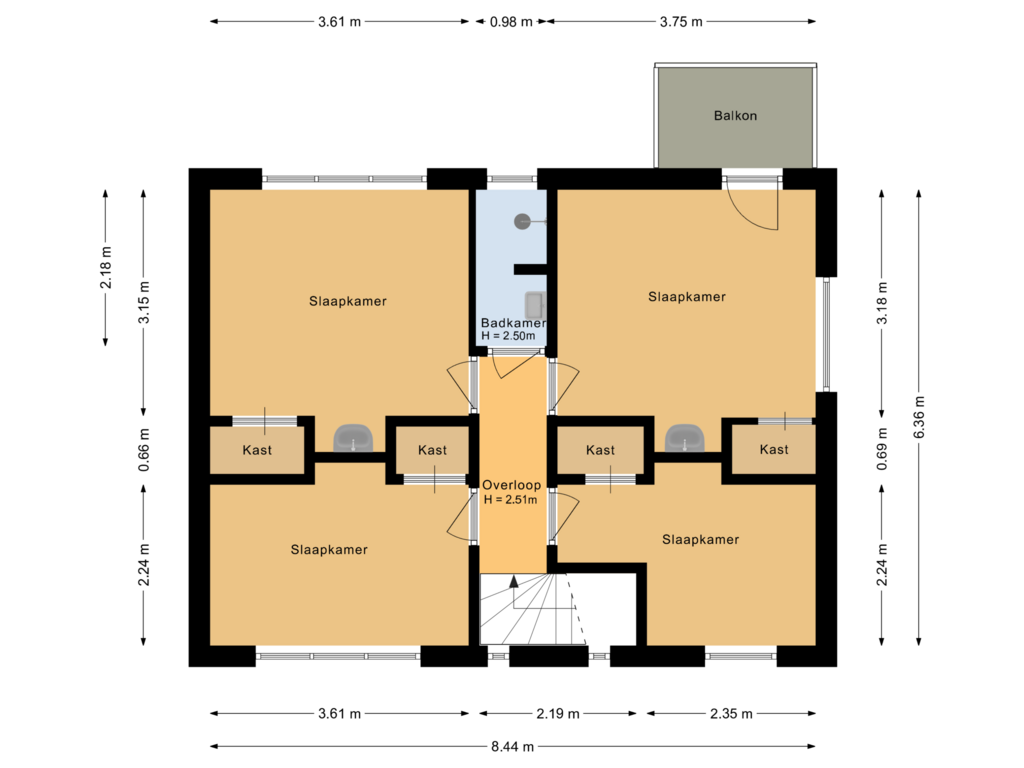 View floorplan of Eerste verdieping of Anton Geerdesplein 3