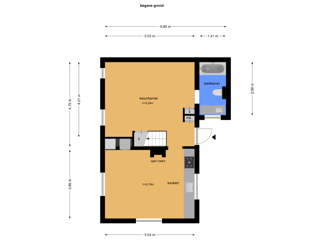 Bekijk plattegrond van bg van Ambachtstraat 2-B