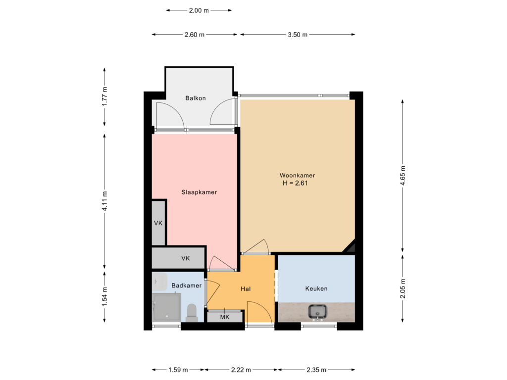 View floorplan of appartement of Oranje-Nassaulaan 46