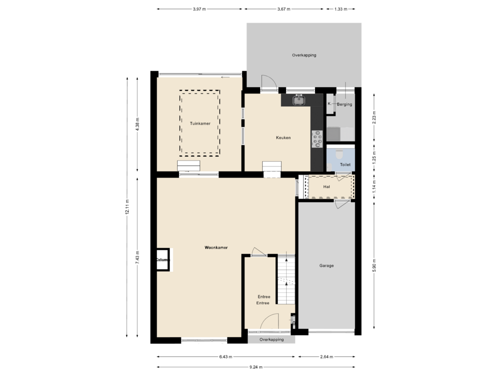 View floorplan of Begane grond of Wilhelminalaan 71