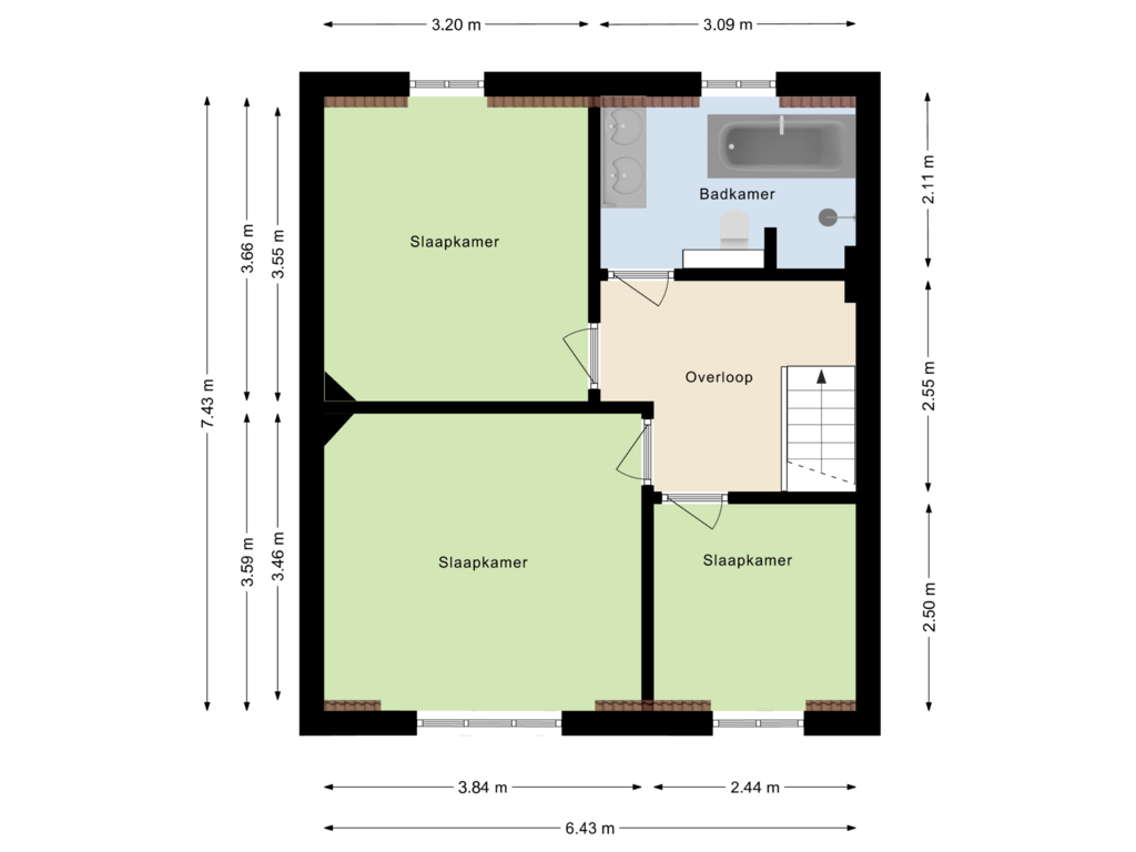 View floorplan of Eerste verdieping of Wilhelminalaan 71