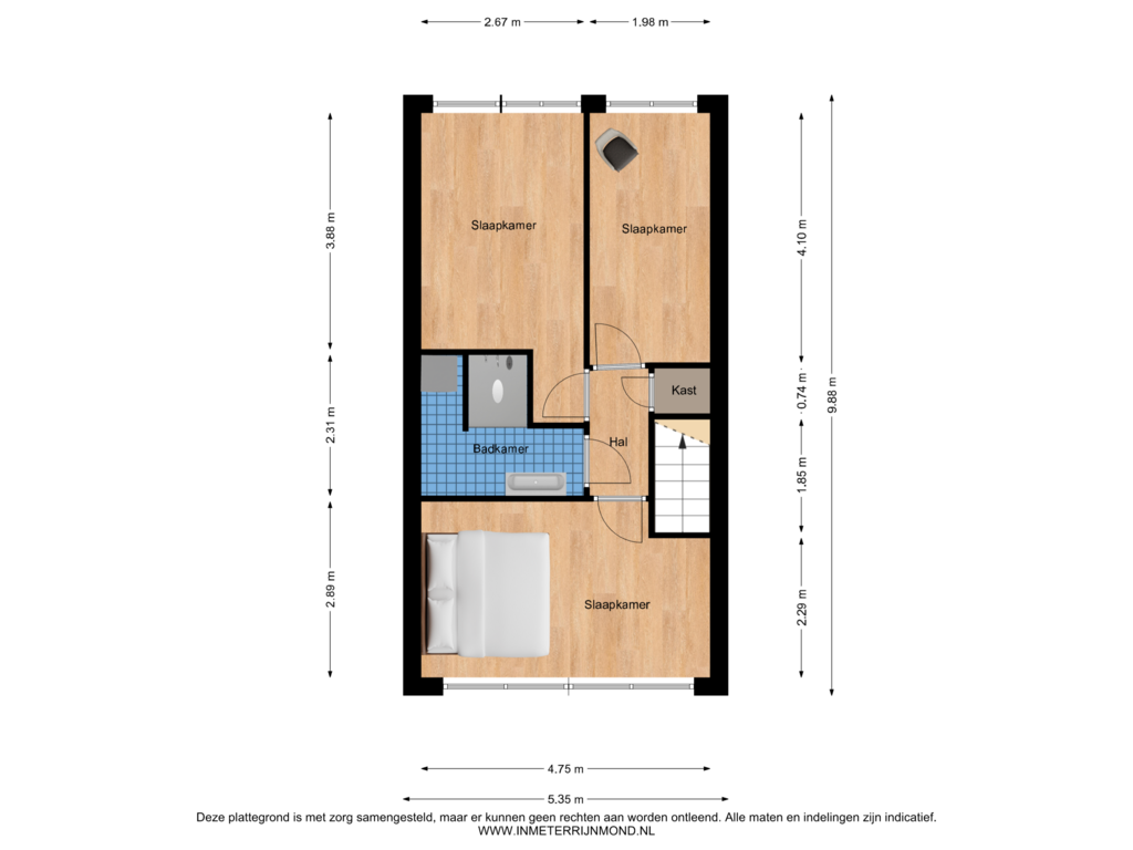 Bekijk plattegrond van Tweede woonlaag van Ir Lelystraat 6