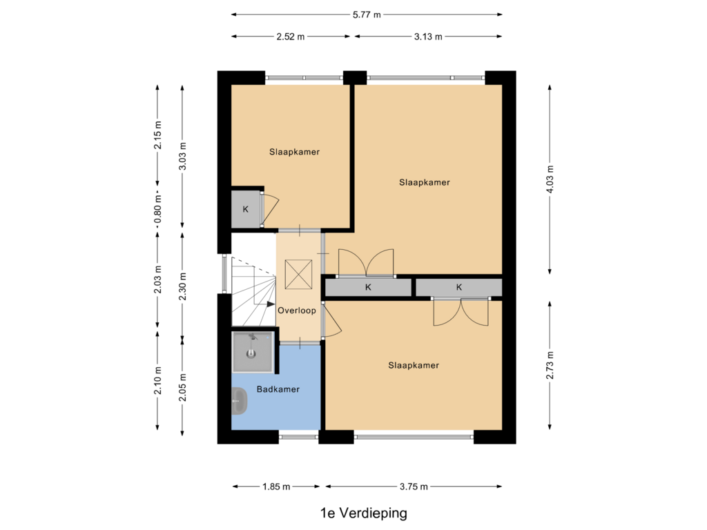 Bekijk plattegrond van 1e Verdieping van Bethlehemweg 51