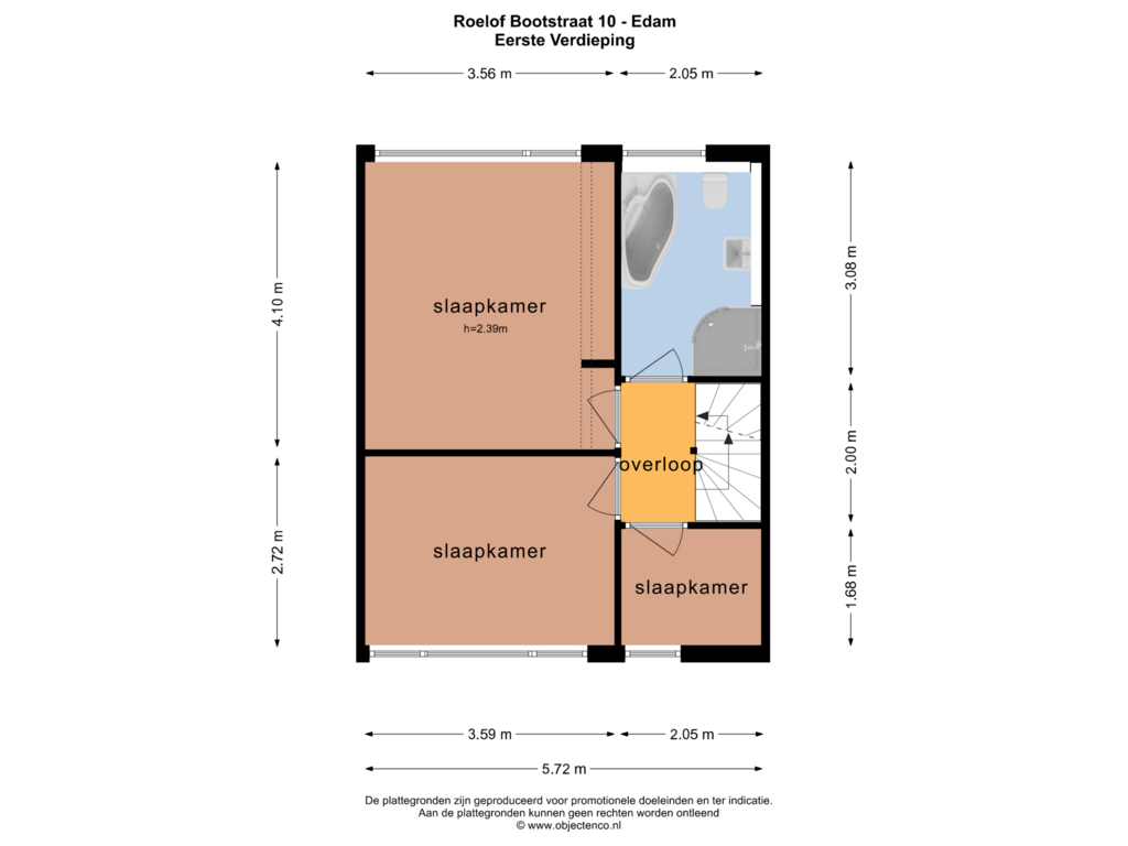 View floorplan of EERSTE VERDIEPING of Roelof Bootstraat 10