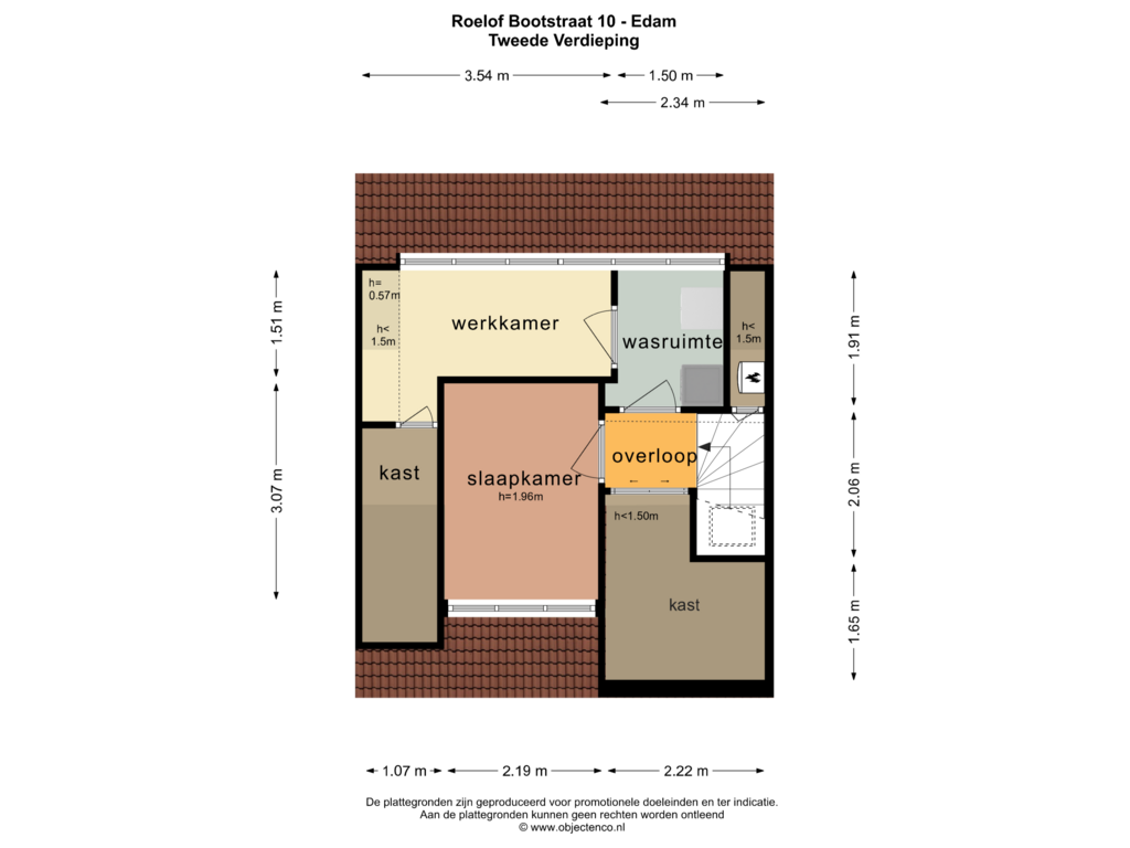 View floorplan of TWEEDE VERDIEPING of Roelof Bootstraat 10