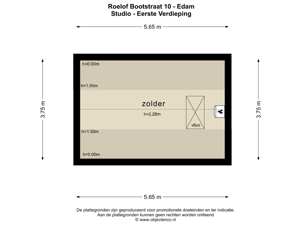 View floorplan of STUDIO EV of Roelof Bootstraat 10