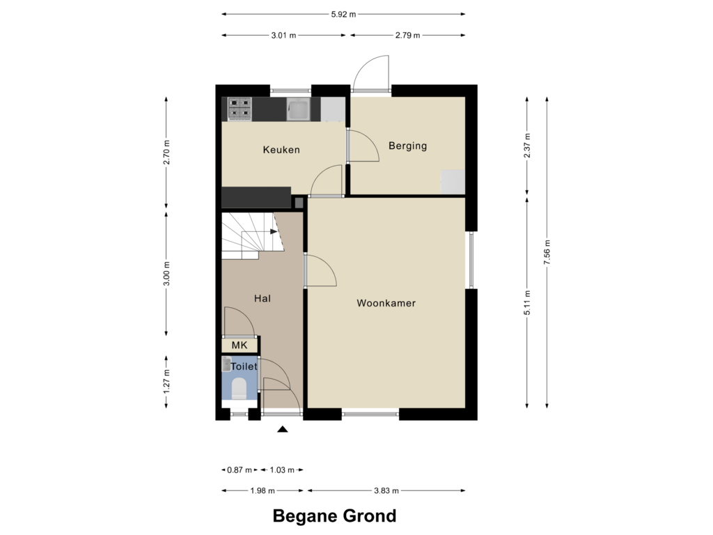 View floorplan of Begane Grond of Lindestraat 4-B