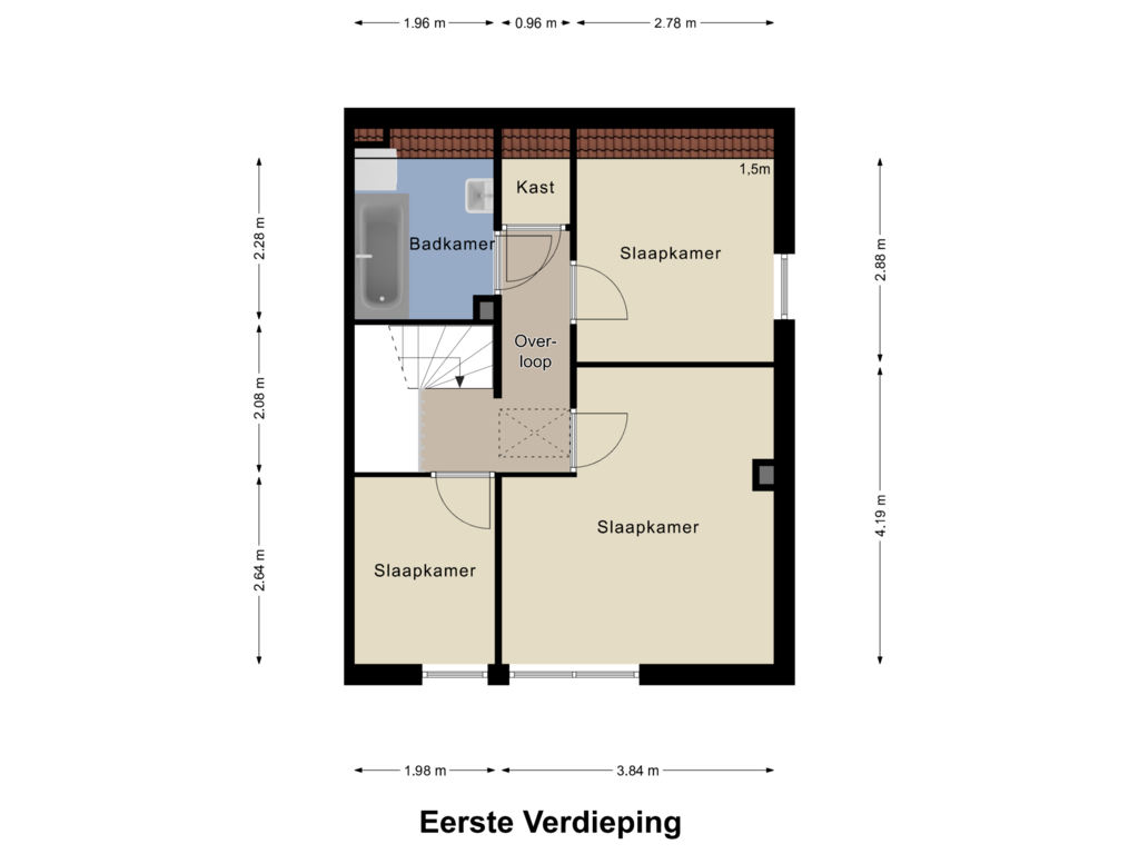 View floorplan of Eerste Verdieping of Lindestraat 4-B