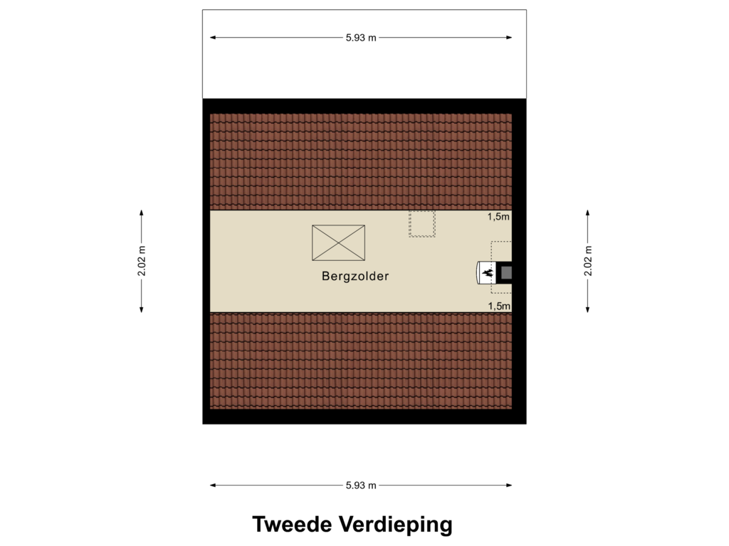 View floorplan of Tweede Verdieping of Lindestraat 4-B