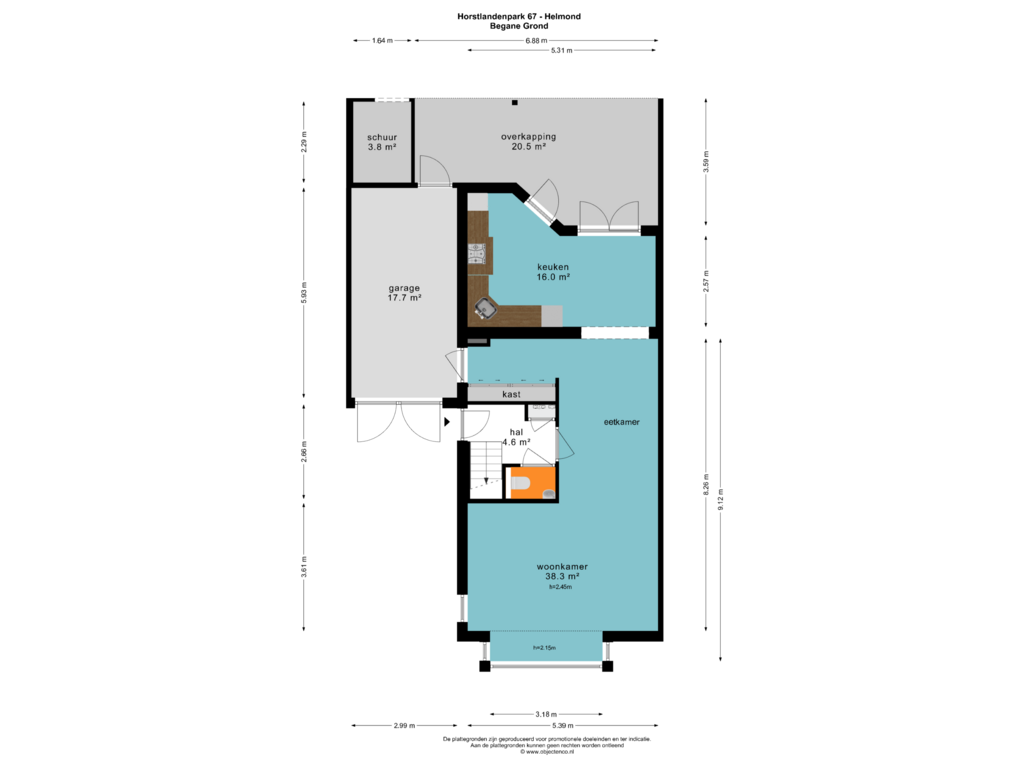 Bekijk plattegrond van BEGANE GROND van Horstlandenpark 67