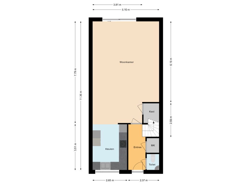 Bekijk plattegrond van Begane grond van Bornberg 23