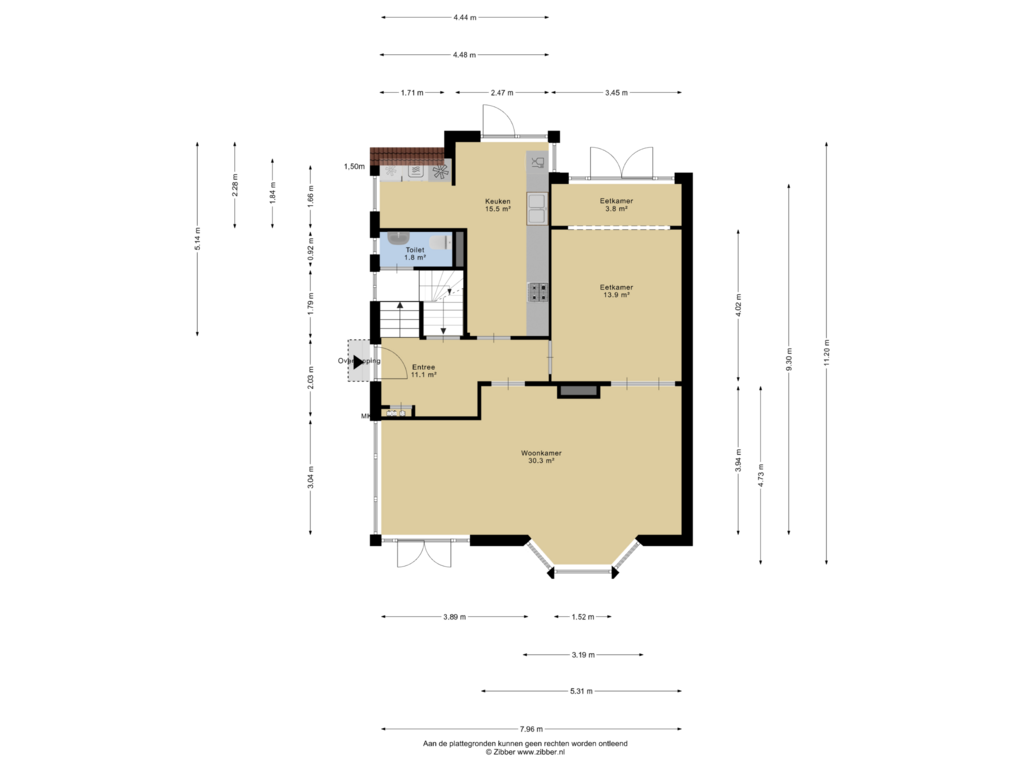 Bekijk plattegrond van Begane grond van Bergstraat 43