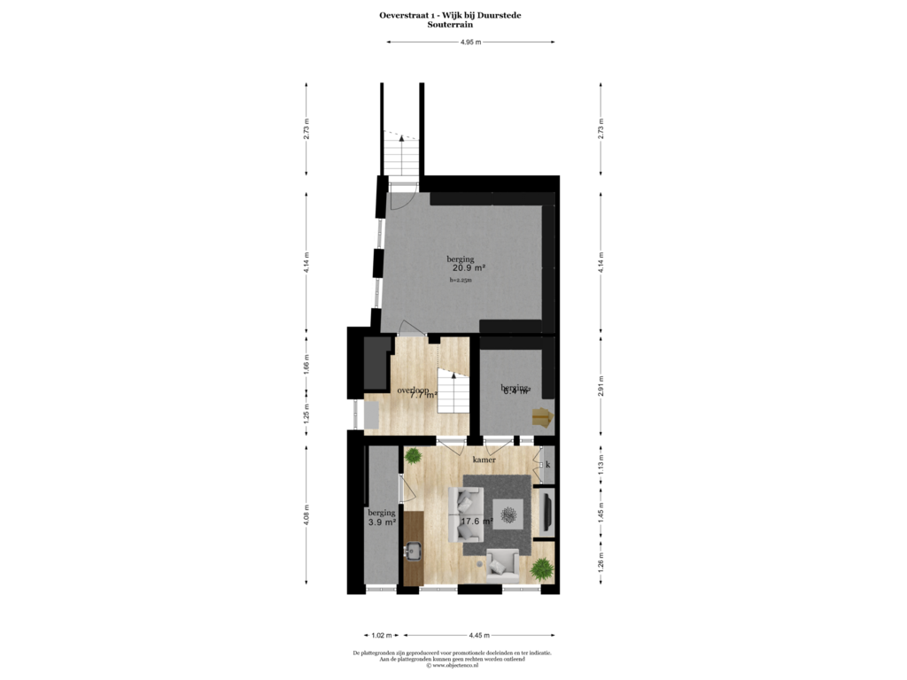 Bekijk plattegrond van Souterrain van Oeverstraat 1