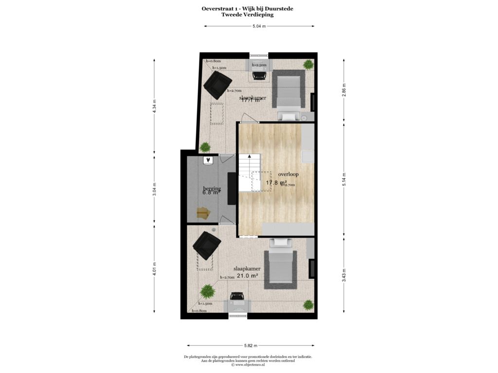 Bekijk plattegrond van Tweede Verdieping van Oeverstraat 1