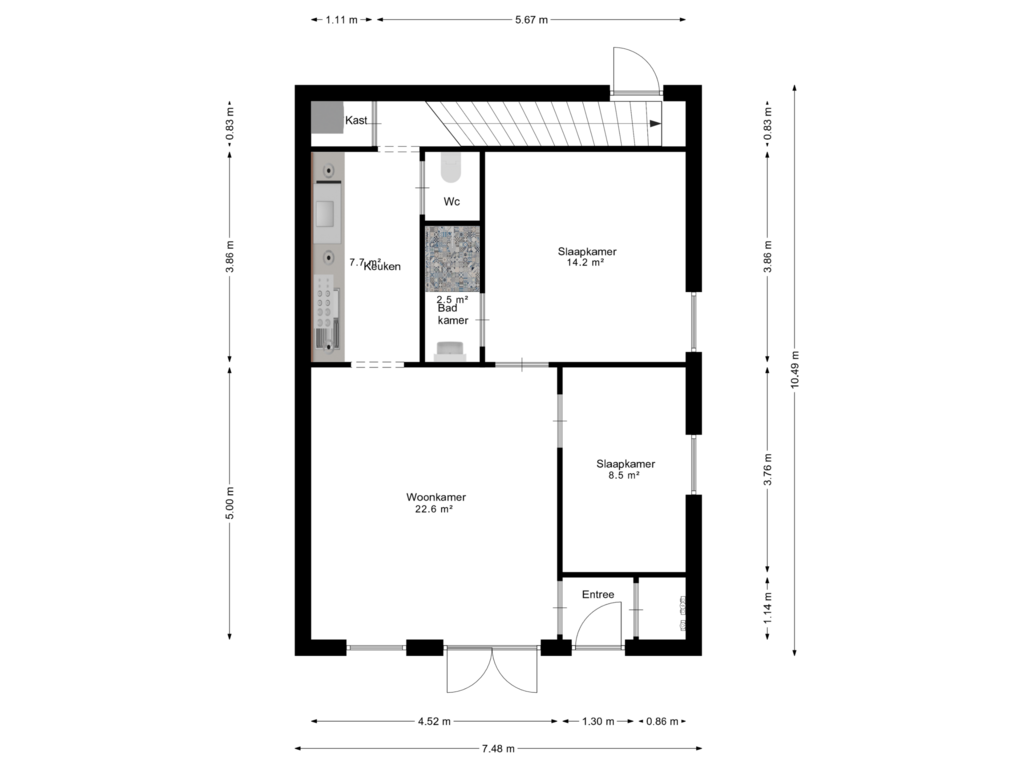 Bekijk plattegrond van Begane grond van Kruisstraat 32-B