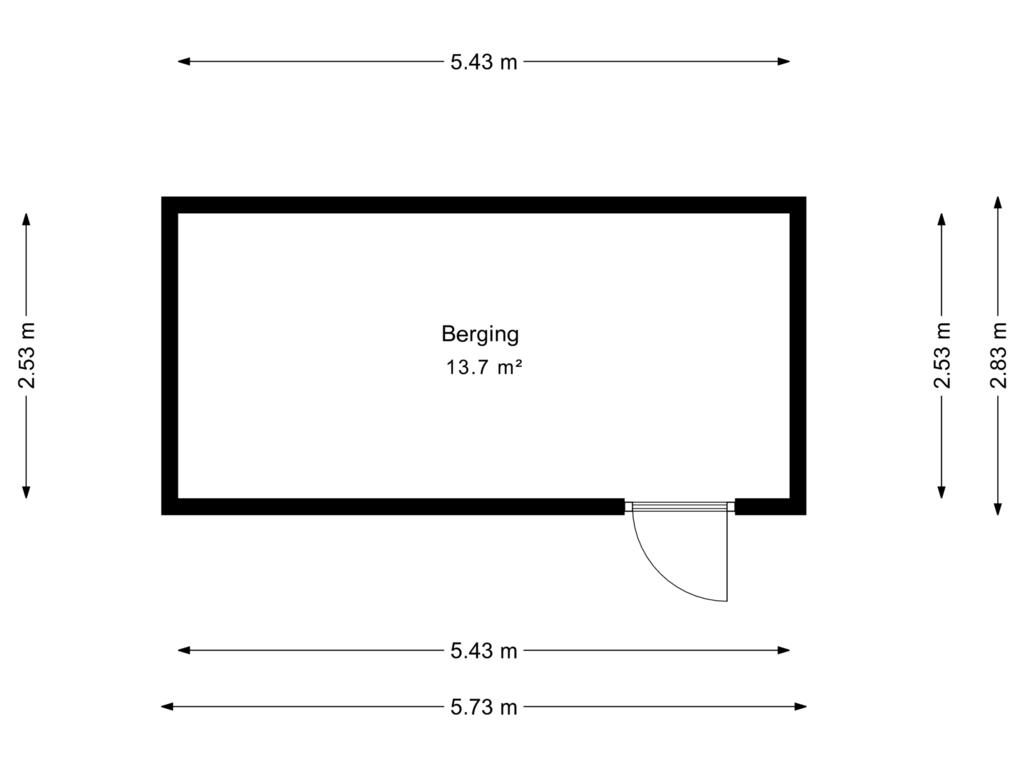 Bekijk plattegrond van Berging van Kruisstraat 32-B