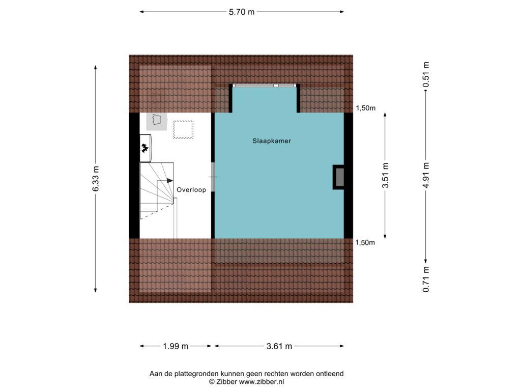 Bekijk plattegrond van Tweede Verdieping van Mahoniehoutstraat 51