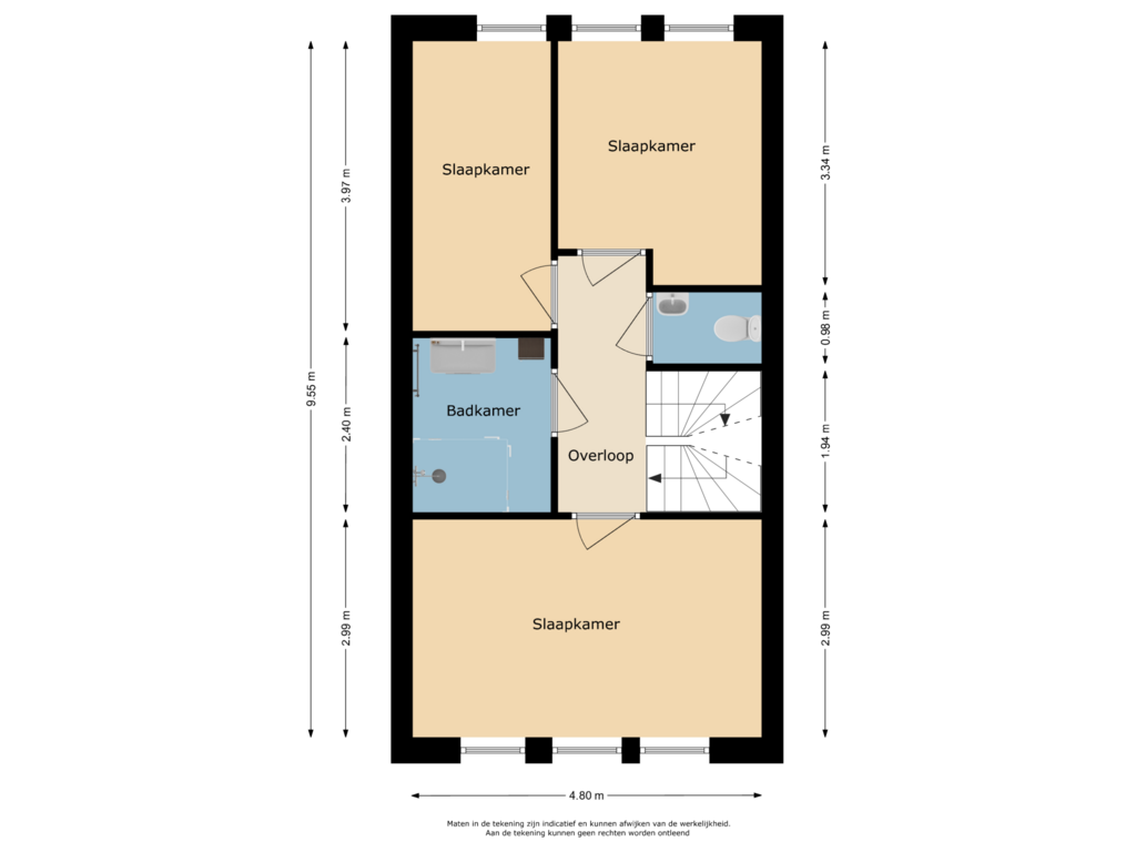 View floorplan of Eerste verdieping of Slijkstraat 53