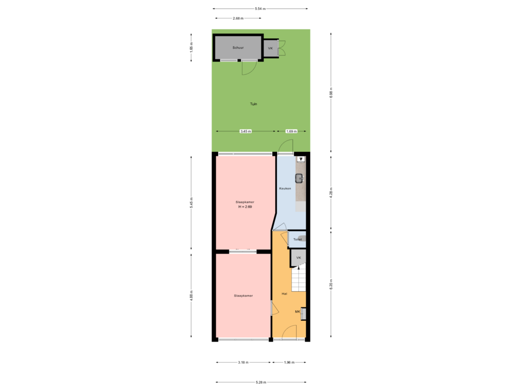 View floorplan of perceel of Sweelinckstraat 126