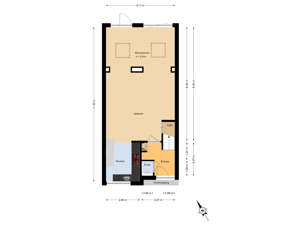 View floorplan of Begane grond of Boeieraak 62