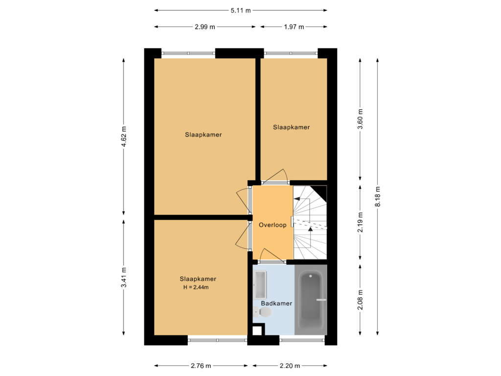 View floorplan of Eerste verdieping of Boeieraak 62