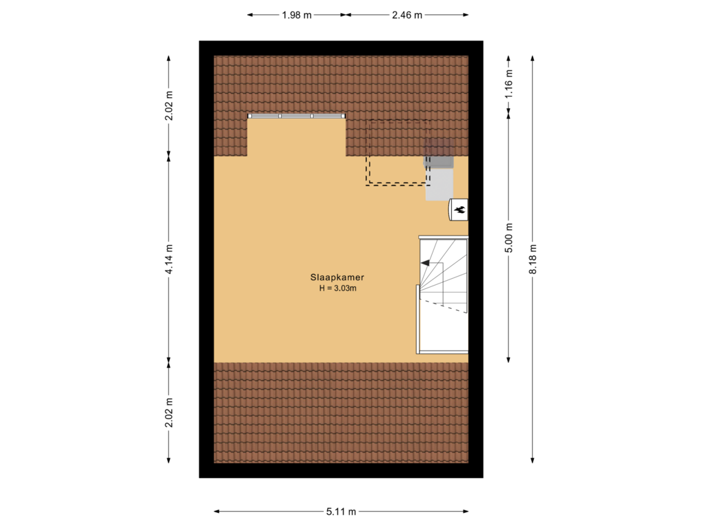 View floorplan of Tweede verdieping of Boeieraak 62